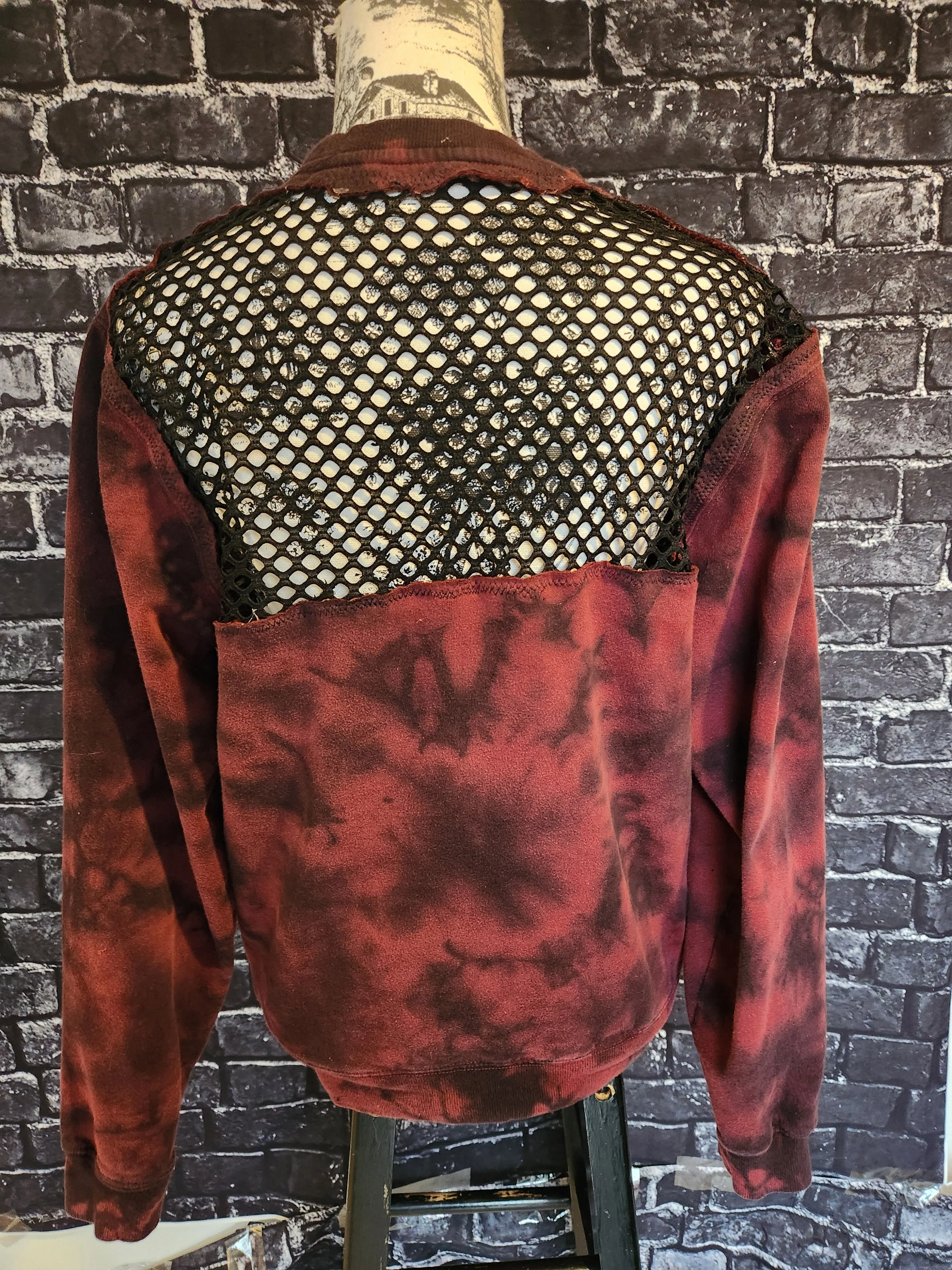 Womens reworked GNR tye dye sweatshirt with Mesh- size Small