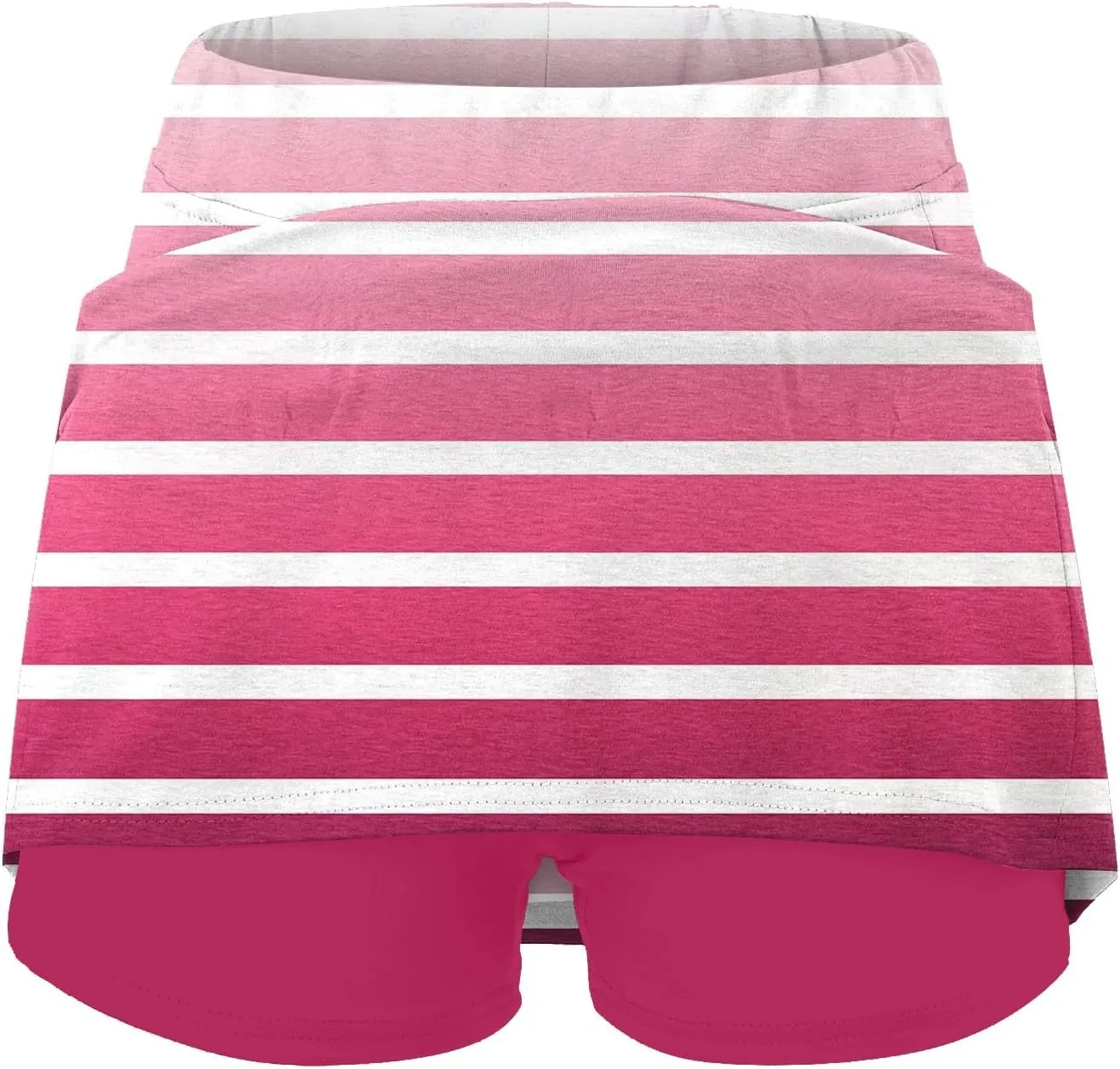 Women's Skort Striped Mid Waist Culottes Athletic Sports Pants Skirt Casual Shorts Tummy Control Plus Size Skorts