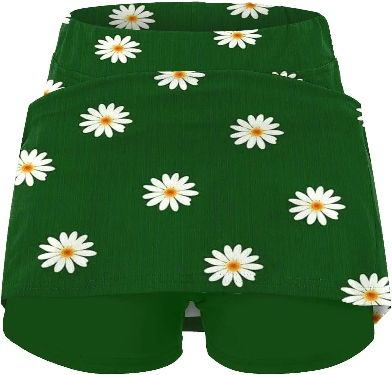 Women's Skorts with Pockets Floral Printed Mid Waist Culottes Short Skirts Casual Yoga Sports Pants Skirt with Shorts