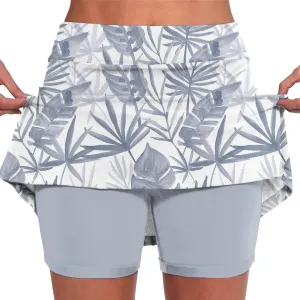 Women's Skorts with Pockets Floral Printed Mid Waist Culottes Short Skirts Casual Yoga Sports Pants Skirt with Shorts
