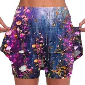 Women's Sports Skorts Floral Print Running Exercise Yoga Mini Skirt Workout Gym Athletic 2 in 1 Tennis Shorts Activewear 2024