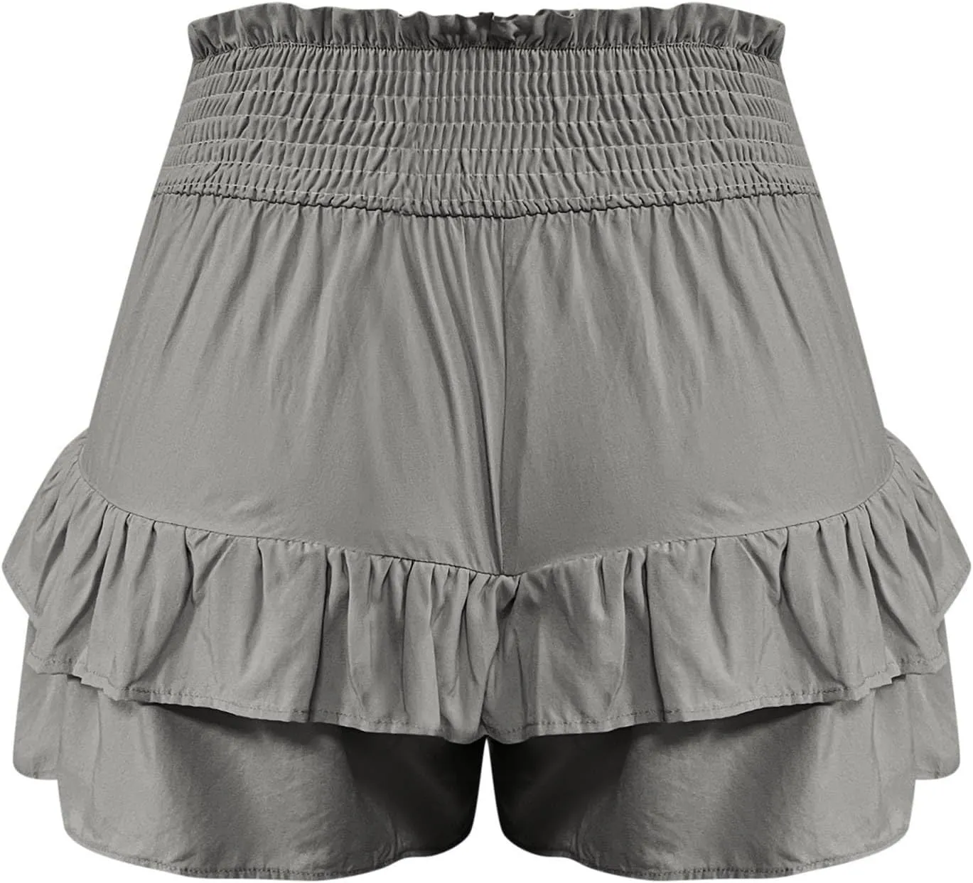 Women's Summer Cute Stretch Waist Solid Smocked Tiered Ruffle Swing Beach Mini Skirt 2025, S-2XL