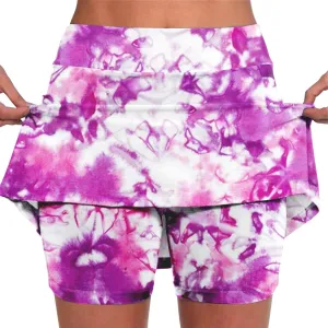 Womens Tennis Mini Skirts Plus Size Tie Dye Tummy Control Running Shorts Lounge Workout Sports Short Leggings Skorts Culottes