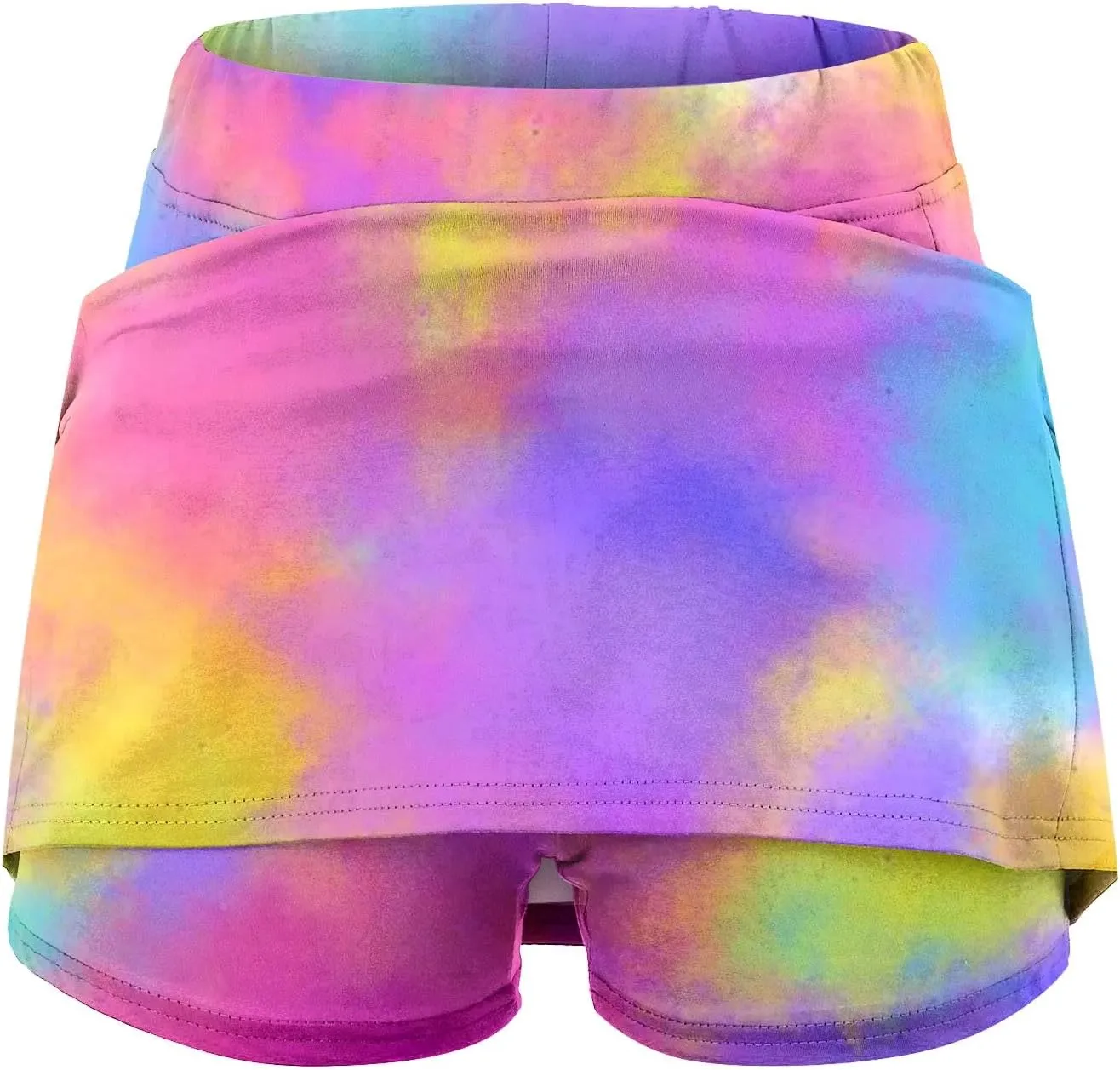 Womens Tennis Mini Skirts Plus Size Tie Dye Tummy Control Running Shorts Lounge Workout Sports Short Leggings Skorts Culottes