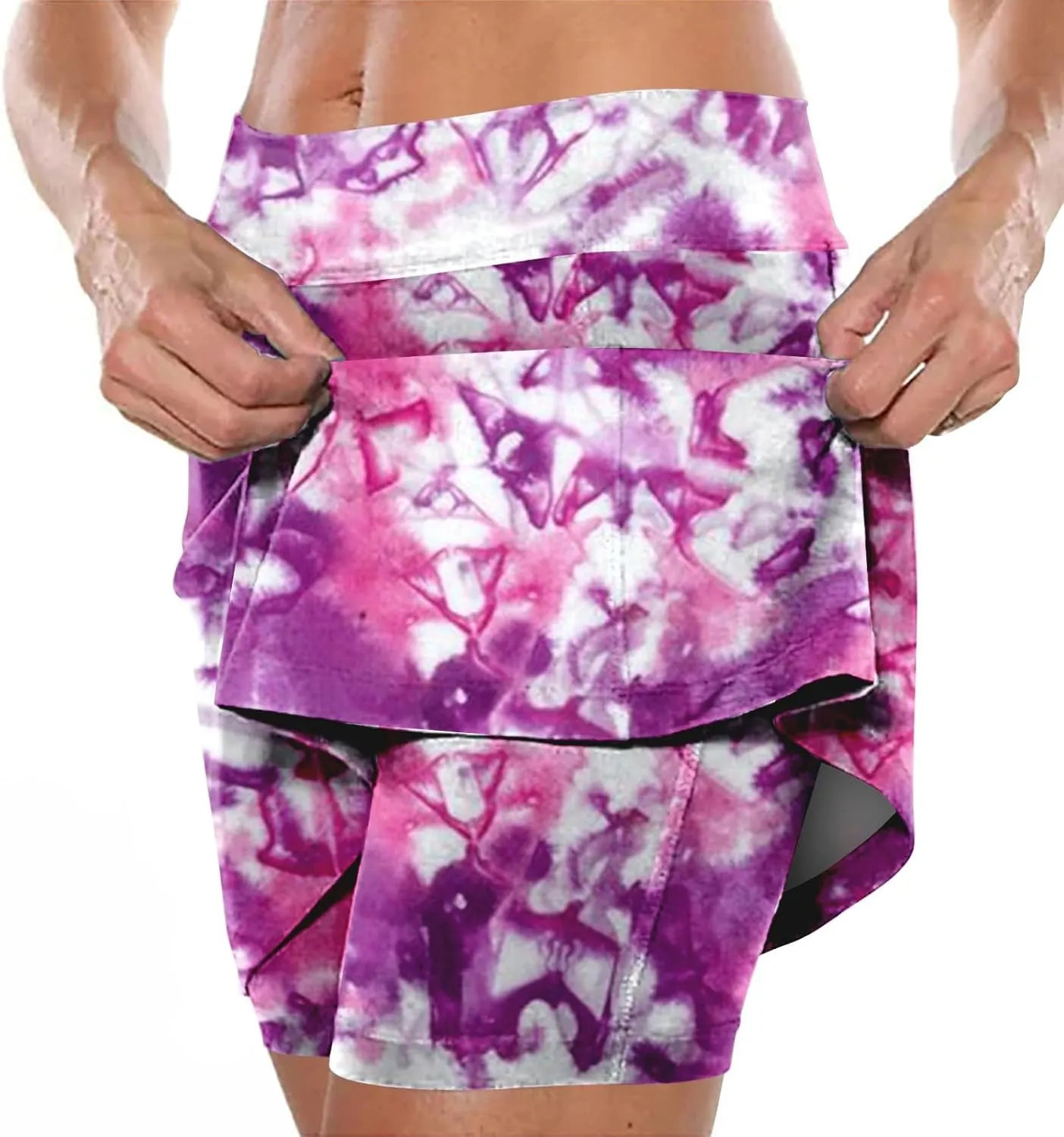 Womens Tennis Mini Skirts Plus Size Tie Dye Tummy Control Running Shorts Lounge Workout Sports Short Leggings Skorts Culottes