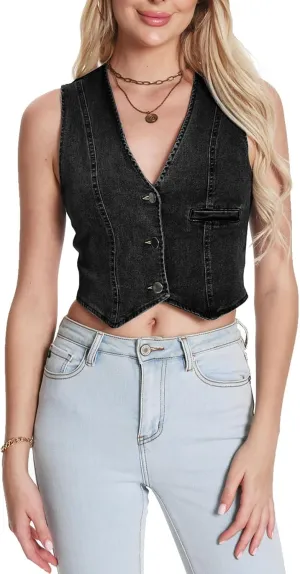Women's V Neck Sleeveless Button Up Cardigan Knit Sweater Vests Striped Tank Tops