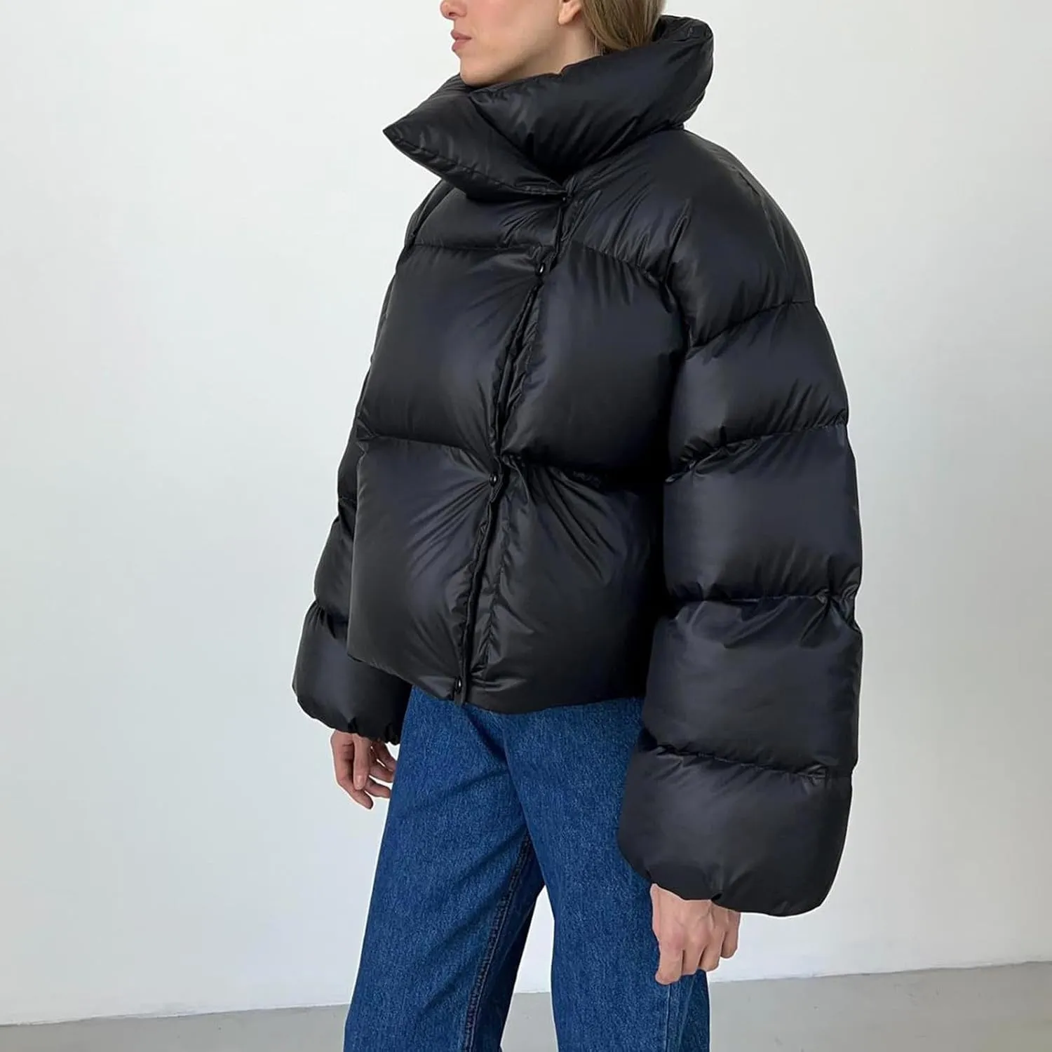 Women's Winter Jacket Cotton-padded Short Fashion Hooded Coat Solid Long Sleeve Warm Comfortable Women Parkas