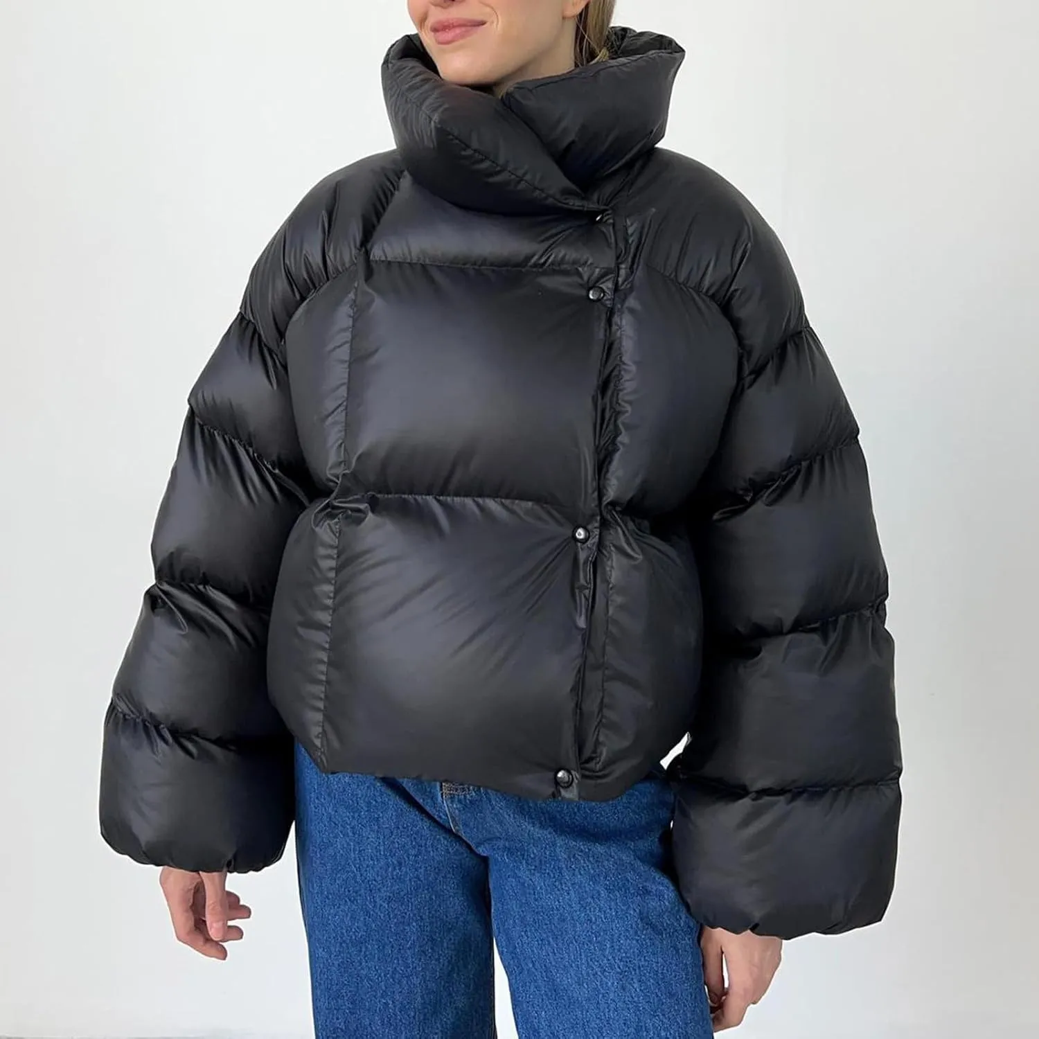 Women's Winter Jacket Cotton-padded Short Fashion Hooded Coat Solid Long Sleeve Warm Comfortable Women Parkas