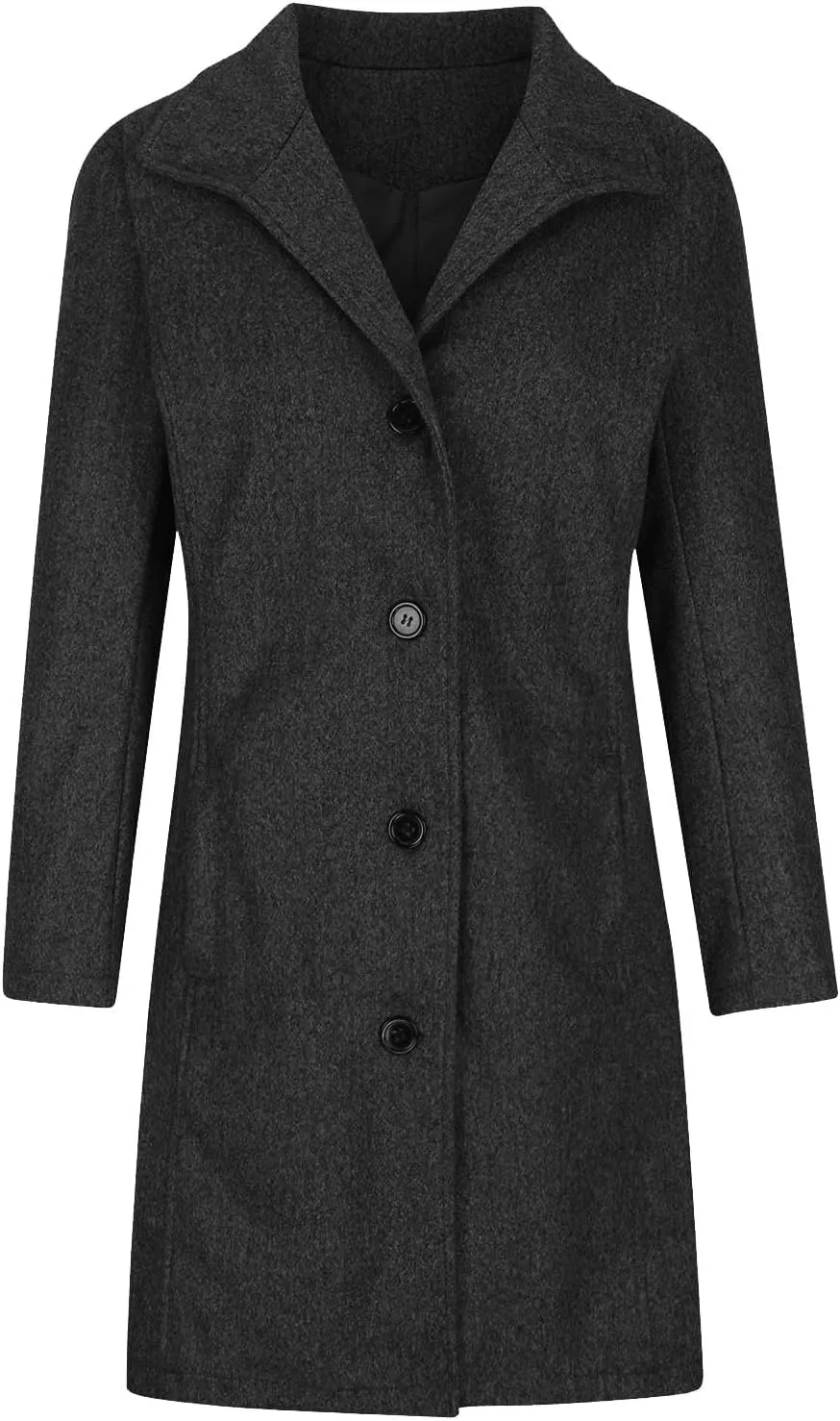 Women's Wool Blend Jackets Stand Collar Single Breasted Pea Coat Winter Fall Casual Business Long Trench Coat Outwear