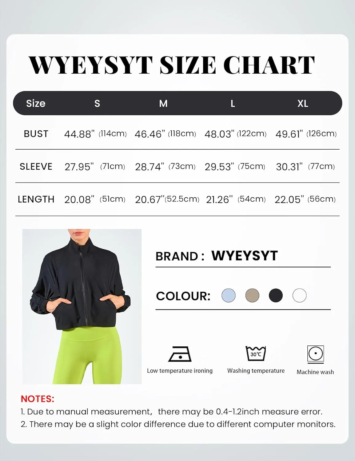 Wyeysyt Womens UPF 50  UV Sun Protection Cropped Jackets Athletic Workout Running Gym Cooling Shirts Zip Up Outdoor Jackets