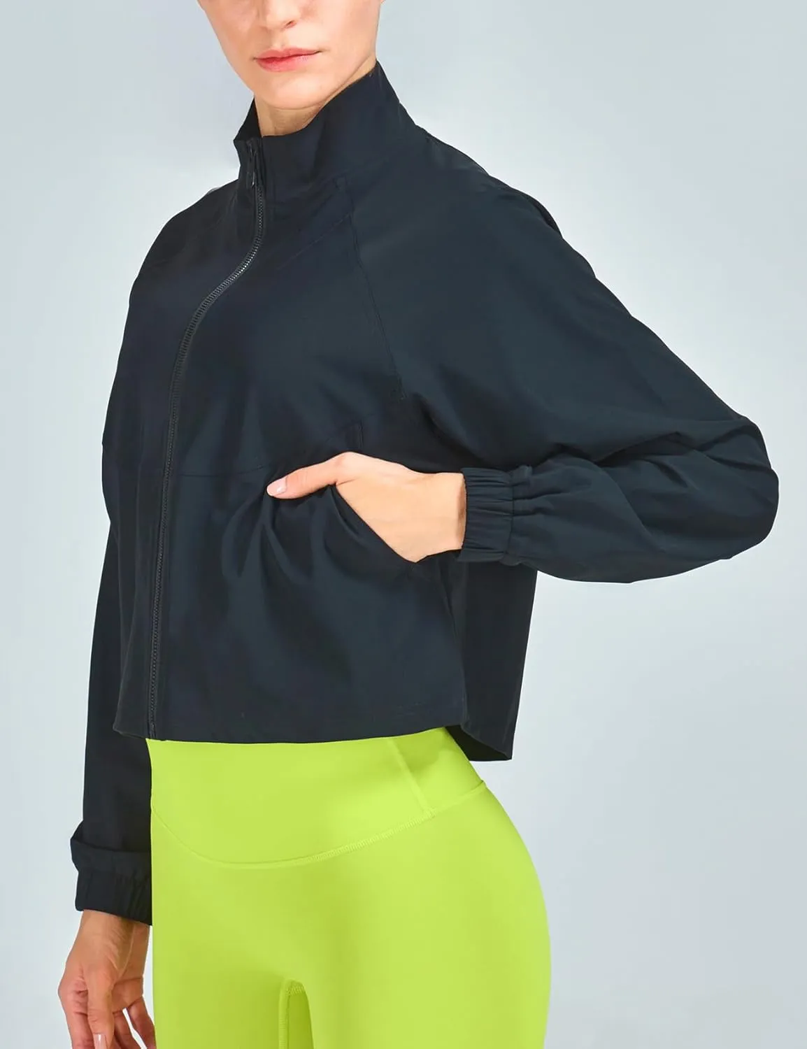 Wyeysyt Womens UPF 50  UV Sun Protection Cropped Jackets Athletic Workout Running Gym Cooling Shirts Zip Up Outdoor Jackets