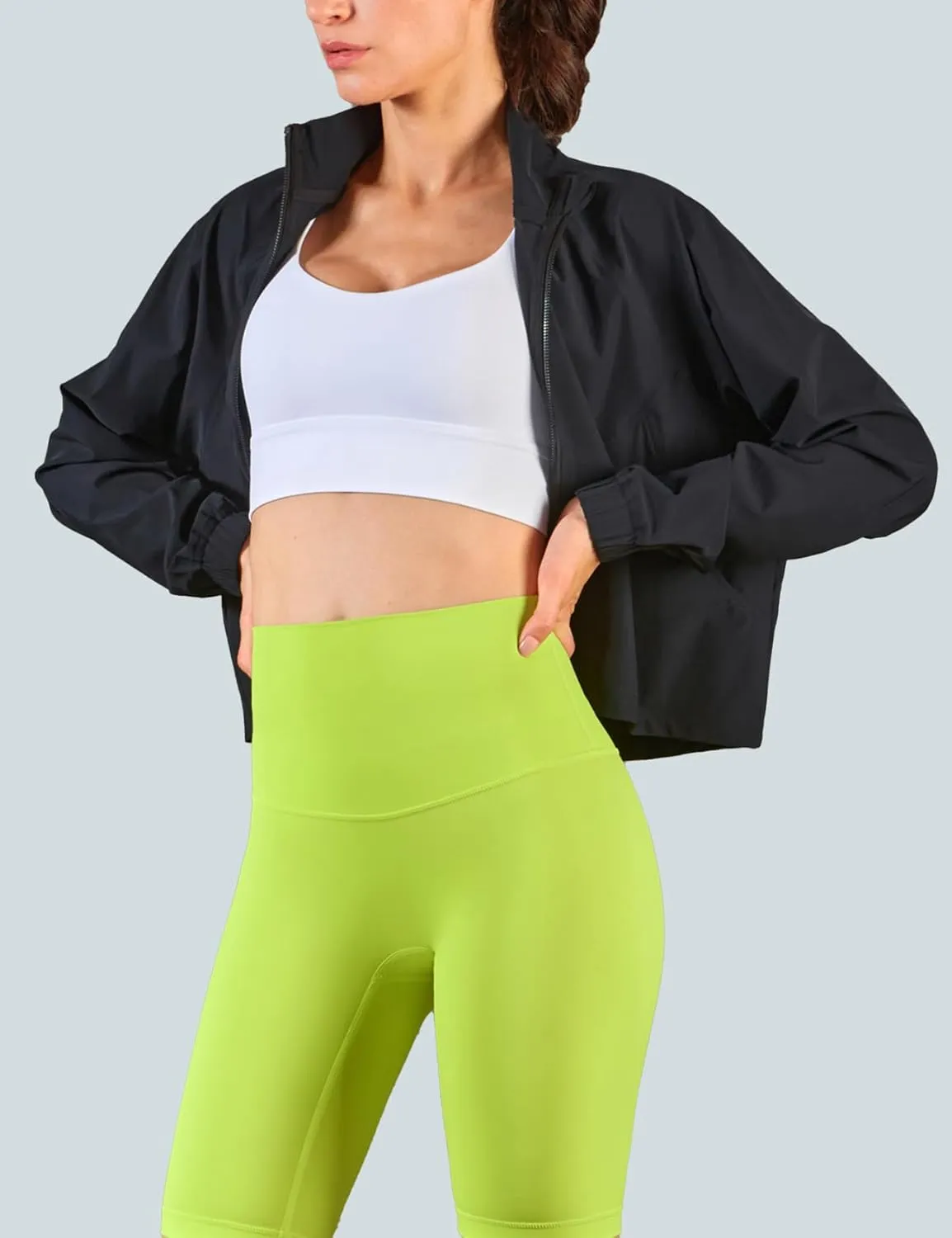 Wyeysyt Womens UPF 50  UV Sun Protection Cropped Jackets Athletic Workout Running Gym Cooling Shirts Zip Up Outdoor Jackets