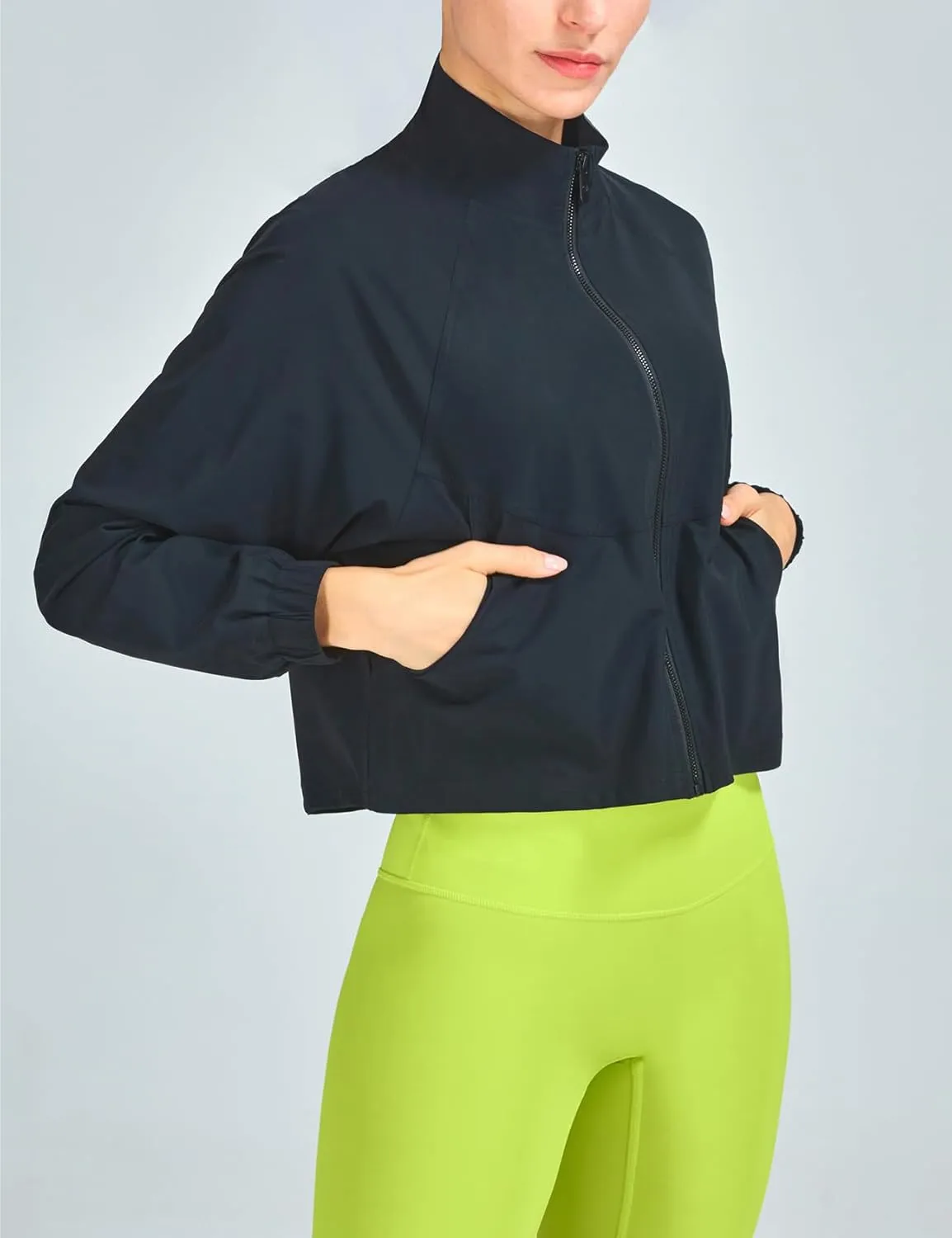 Wyeysyt Womens UPF 50  UV Sun Protection Cropped Jackets Athletic Workout Running Gym Cooling Shirts Zip Up Outdoor Jackets