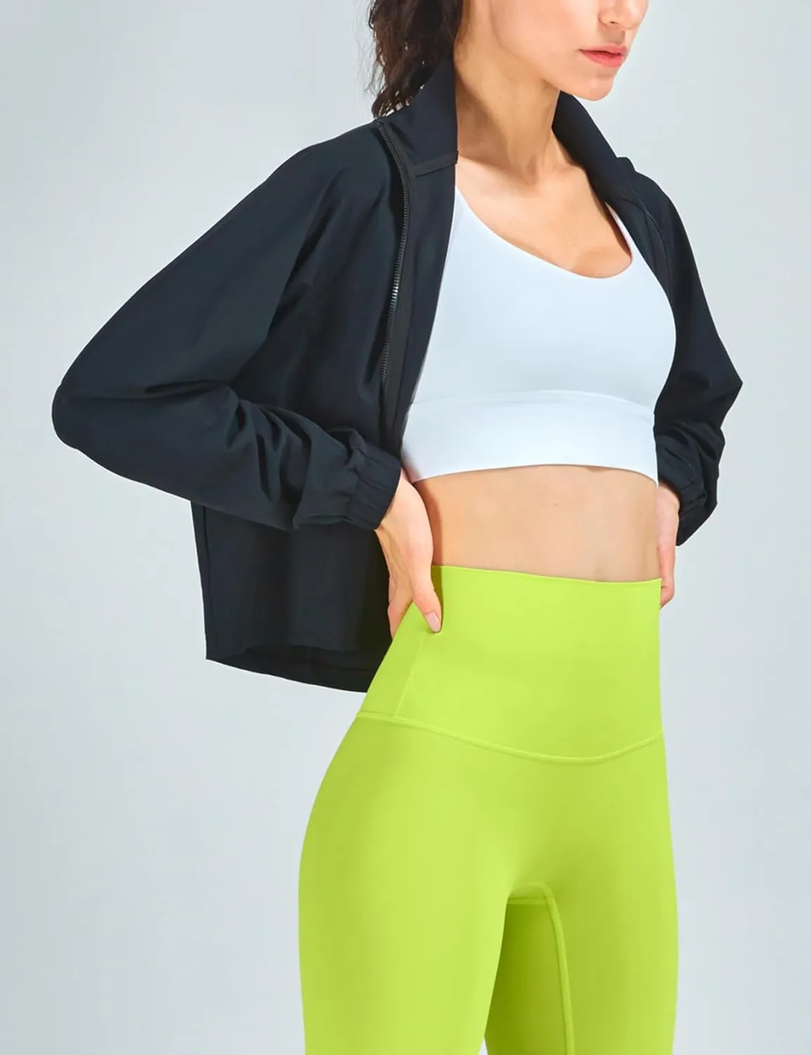 Wyeysyt Womens UPF 50  UV Sun Protection Cropped Jackets Athletic Workout Running Gym Cooling Shirts Zip Up Outdoor Jackets