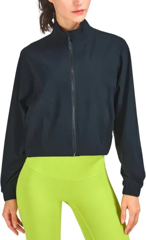 Wyeysyt Womens UPF 50  UV Sun Protection Cropped Jackets Athletic Workout Running Gym Cooling Shirts Zip Up Outdoor Jackets