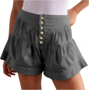 Xiaojmake Womens Denim Shorts Summer Loose High Waisted Wide Leg Flowy Short Front Buttons Pleated Jean Shorts 2025 Fashion