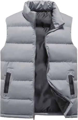 XinYangNi Mens Puffer Vest Quilted Outerwear Winter Warm Down Puffy Vests Lightweight Casual Padded Jacket