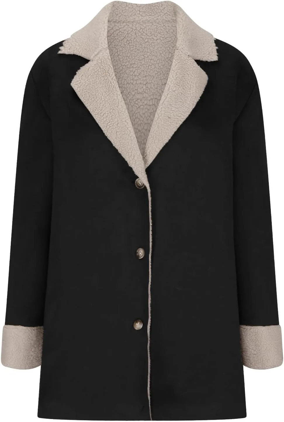 XUNRYAN Womens Trench Coat Long Suede Faux-Leather Jackets Winter Warm Sherpa Fleece Jackets Parka Overcoat Anorak Outerwear