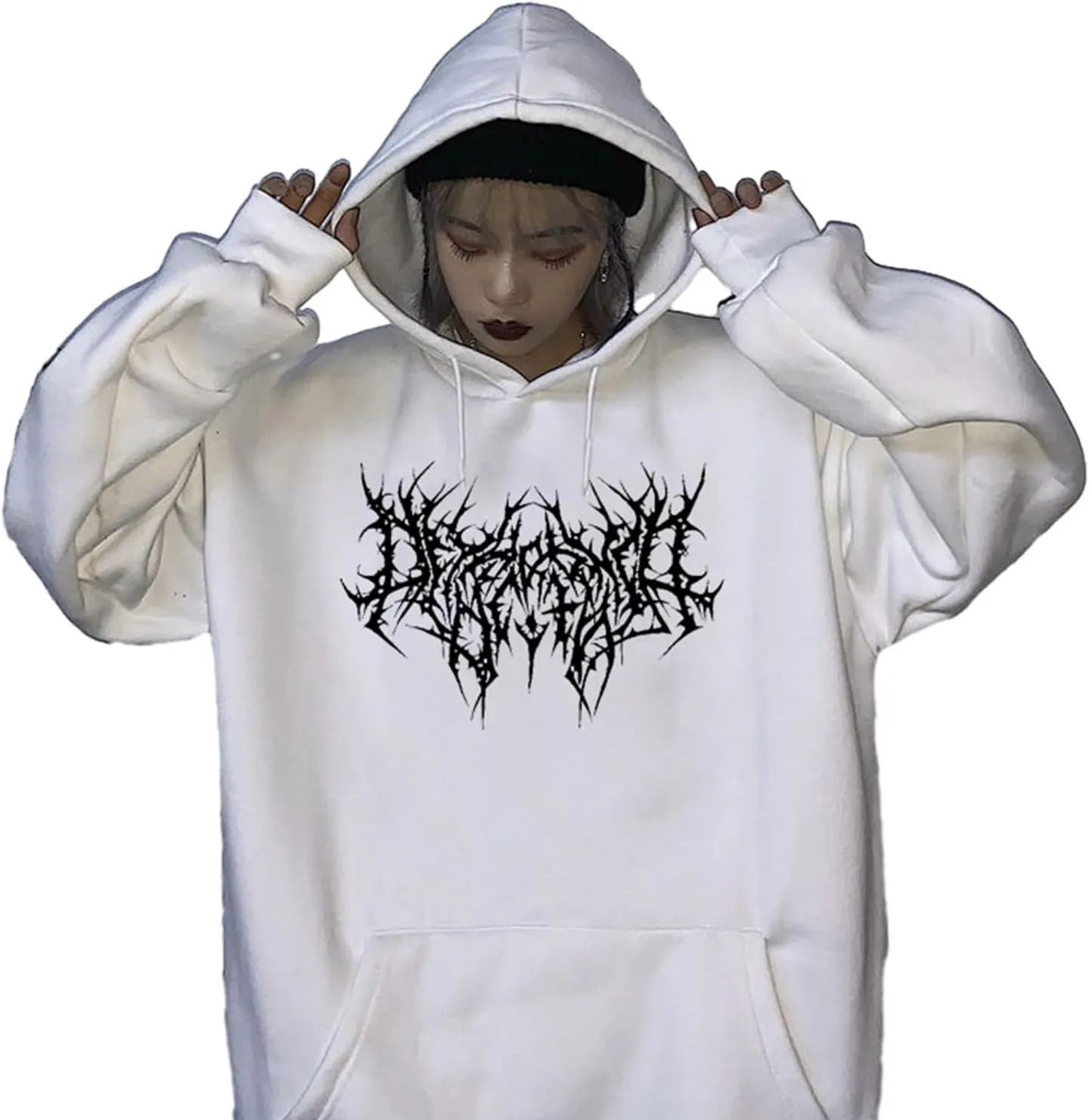 Y2K Grunge Gothic Graphics Hoodies Women Harajuku Aesthetic Hiphop Long Sleeve Oversized Sweatshirt Streetwear Autu
