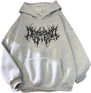 Y2K Grunge Gothic Graphics Hoodies Women Harajuku Aesthetic Hiphop Long Sleeve Oversized Sweatshirt Streetwear Autu