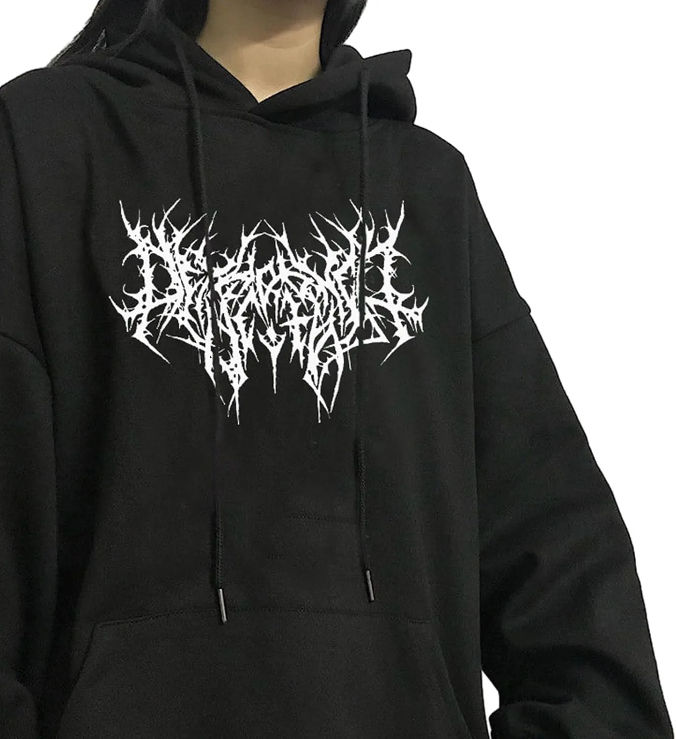 Y2K Grunge Gothic Graphics Hoodies Women Harajuku Aesthetic Hiphop Long Sleeve Oversized Sweatshirt Streetwear Autu