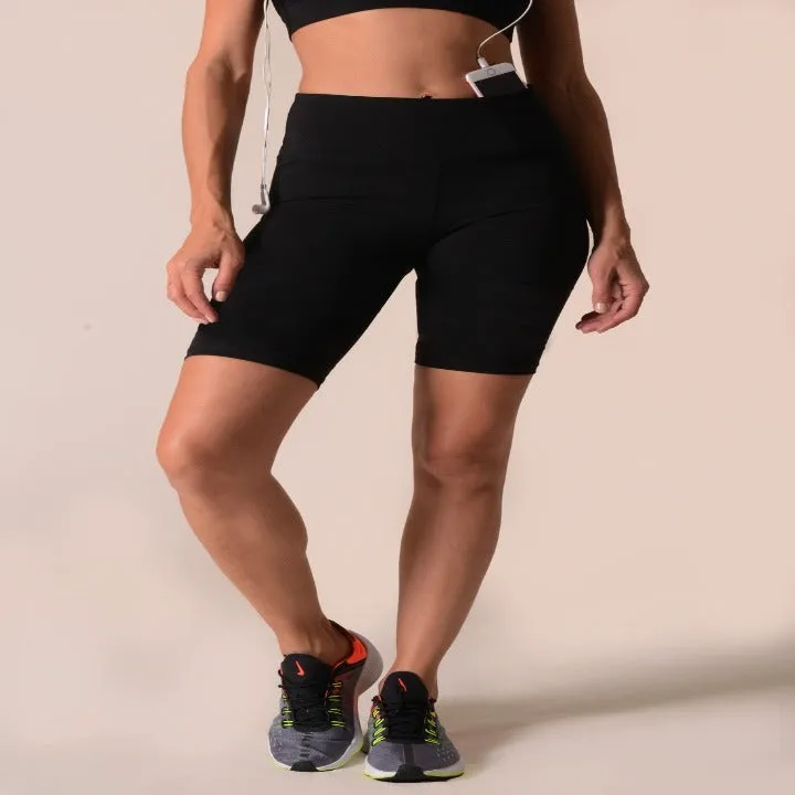 Yelete Women’s Active High Rise Matte Bike Shorts w/ Hidden Waistband Pocket