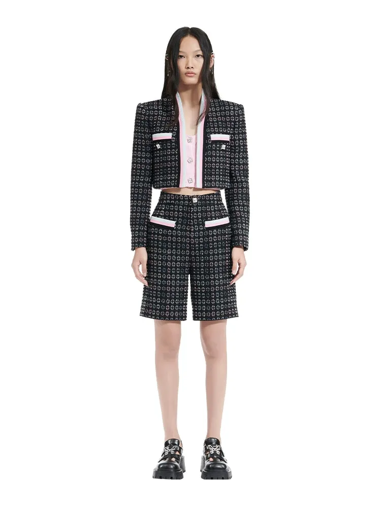 YES BY YESIR spring summer rebellious high-waisted plaid tweed shorts - MISSY