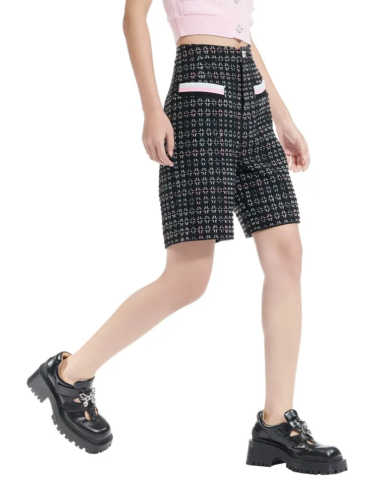 YES BY YESIR spring summer rebellious high-waisted plaid tweed shorts - MISSY