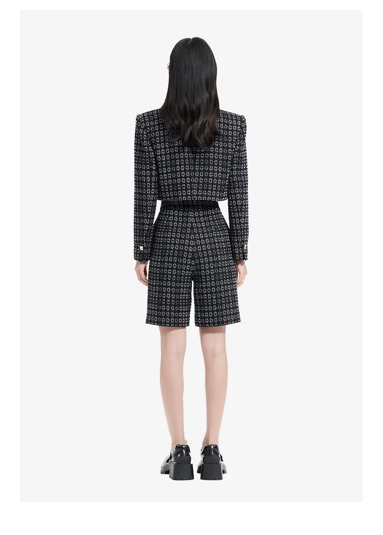 YES BY YESIR spring summer rebellious high-waisted plaid tweed shorts - MISSY