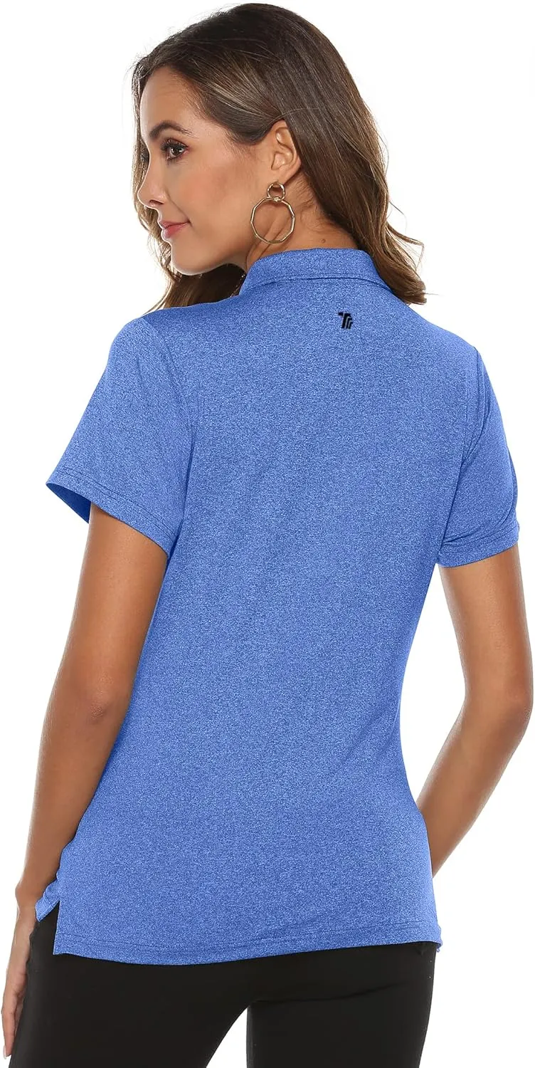 YSENTO Women Golf Shirts Clothes Dry Fit Short Sleeve Moisture Wicking Collared Polo Shirts Tops Apparel
