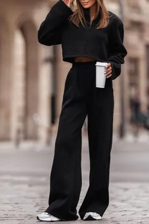 Zip Up Mock Neck Top Pants Set